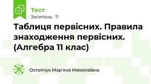 Таблиця первісних. Правила знаходження первісних. (Алгебра 11 клас)