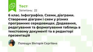 6 клас. Інфографіка. Схеми, діаграми. Створення діаграм і схем у різних програмних середовищах. Додавання, редагування та форматування таблиць в текстовому документі та в редакторі презентацій