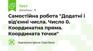 Самостійна робота "Додатні і від'ємні числа. Число 0. Координатна пряма. Координата точки" 