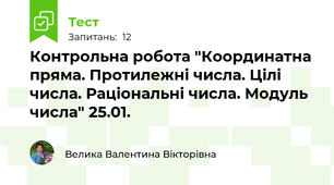 Контрольна робота "Координатна пряма. Протилежні числа. Цілі числа. Раціональні числа. Модуль числа" 25.01.