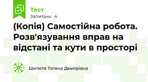 (Копія) Самостійна робота. Розв'язування вправ на відстані та кути в просторі