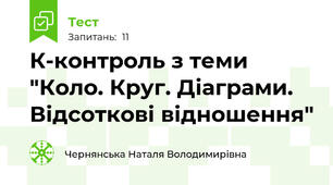 К-контроль з теми "Коло. Круг. Діаграми. Відсоткові відношення"