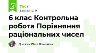 6 клас Контрольна робота Порівняння раціональних чисел