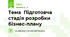 Тема  Підготовча стадія розробки бізнес-плану