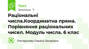 Раціональні числа.Координатна пряма. Порівняння раціональних чисел. Модуль числа. 6 клас