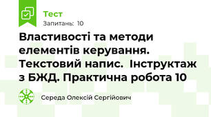 Властивості та методи елементів керування. Текстовий напис.  Інструктаж з БЖД. Практична робота 10