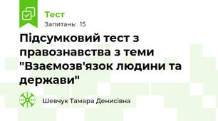 Підсумковий тест з правознавства з теми "Взаємозв'язок людини та держави"