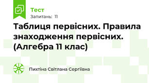  Таблиця первісних. Правила знаходження первісних. (Алгебра 11 клас)