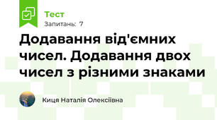 Додавання від'ємних чисел. Додавання двох чисел з різними знаками