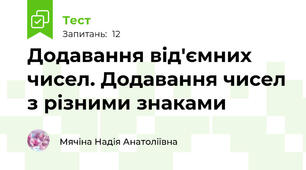 Додавання від'ємних чисел. Додавання чисел з різними знаками
