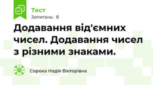 Додавання від'ємних чисел. Додавання чисел з різними знаками.