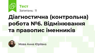 Діагностична (контрольна) робота №6. Відмінювання та правопис іменників