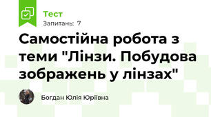 Самостійна робота з теми "Лінзи. Побудова зображень у лінзах"