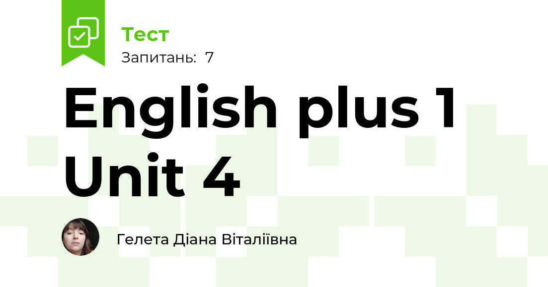 Sprawdzian Z Angielskiego English Plus 1 Unit 4
