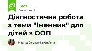 Діагностична робота з теми "Іменник" для дітей з ООП