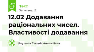 12.02 Додавання раціональних чисел. Властивості додавання