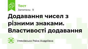 Додавання чисел з різними знаками. Властивості додавання