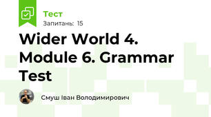 Wider World 4. Module 6. Grammar Test
