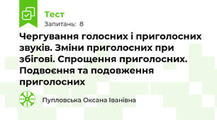 Чергування голосних і приголосних звуків. Зміни приголосних при збігові. Спрощення приголосних. Подвоєння та подовження приголосних
