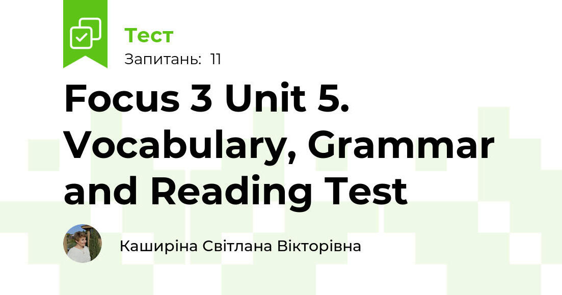 Focus 3 Unit 5 Sprawdzian