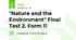 "Nature and the Environment" Final Test 2. Form 11
