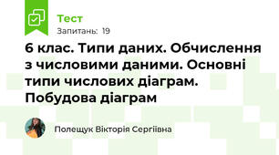 6 клас. Типи даних. Обчислення з числовими даними. Основні типи числових діаграм. Побудова діаграм
