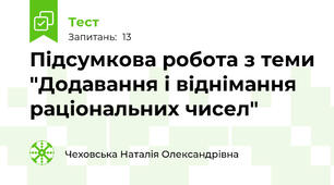Підсумкова робота з теми "Додавання і віднімання раціональних чисел"