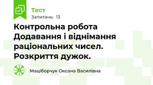 Контрольна робота Додавання і віднімання раціональних чисел. Розкриття дужок.