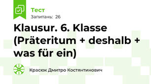 Klausur. 6. Klasse (Präteritum + deshalb + was für ein)