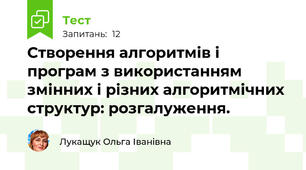 Створення алгоритмів і програм з використанням змінних і різних алгоритмічних структур: розгалуження.