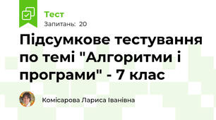 Підсумкове тестування по темі "Алгоритми і програми" - 7 клас