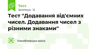 Тест ''Додавання від'ємних чисел. Додавання чисел з різними знаками''
