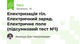 Електризація тіл. Електричний заряд. Електричне поле (підсумковий тест №1)