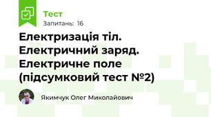 Електризація тіл. Електричний заряд. Електричне поле (підсумковий тест №2)