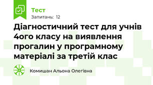  Діагностичний тест для учнів 4ого класу на виявлення прогалин у програмному матеріалі за третій клас 