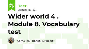 Wider world 4 . Module 8. Vocabulary test 
