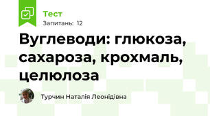 Вуглеводи: глюкоза, сахароза, крохмаль, целюлоза