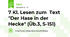 7 Kl. Lesen zum  Text "Der Hase in der Hecke" (Üb.3, S-151)