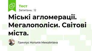Міські агломерації. Мегалополіси. Світові міста.