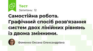 Самостійна робота.     Графічний спосіб розв'язання систем двох лінійних рівнянь із двома змінними.