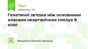  Генетичні зв'язки між основними класами неорганічних сполук 8 клас