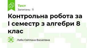 Контрольна робота за I семестр з алгебри 8 клас