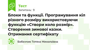 Блоки та функції. Програмування кіл різного розміру використовуючи функцію «Створи коло розмір». Створення зимової казки. Отримання сертифікату