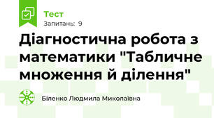 Діагностична робота з математики "Табличне множення й ділення"