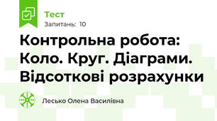 Контрольна робота: Коло. Круг. Діаграми. Відсоткові розрахунки