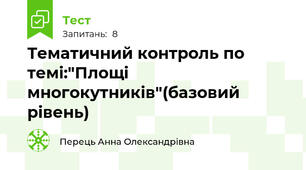 Тематичний контроль по темі:"Площі многокутників"(базовий рівень)
