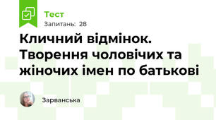 Кличний відмінок. Творення чоловічих та жіночих імен по батькові