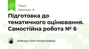 Підготовка до тематичного оцінювання. Самостійна робота № 6