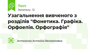 Узагальнення вивченого з розділів "Фонетика. Графіка. Орфоепія. Орфографія"