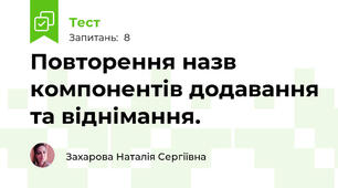 Повторення назв компонентів додавання та віднімання.